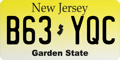 NJ license plate B63YQC