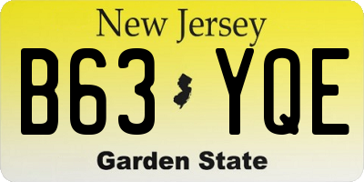 NJ license plate B63YQE