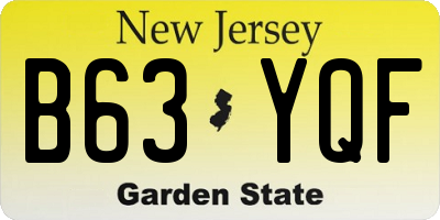 NJ license plate B63YQF