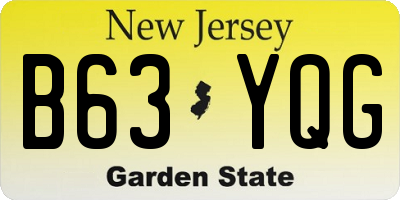 NJ license plate B63YQG
