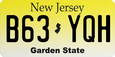 NJ license plate B63YQH