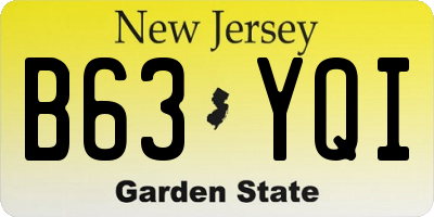 NJ license plate B63YQI