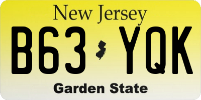 NJ license plate B63YQK