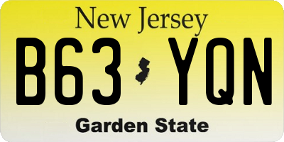 NJ license plate B63YQN