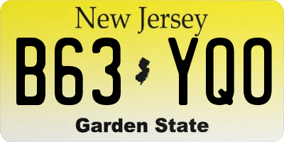 NJ license plate B63YQO