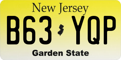 NJ license plate B63YQP