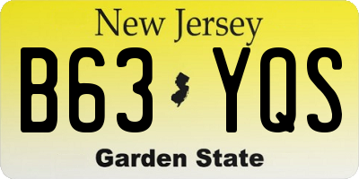 NJ license plate B63YQS