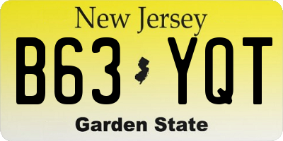 NJ license plate B63YQT
