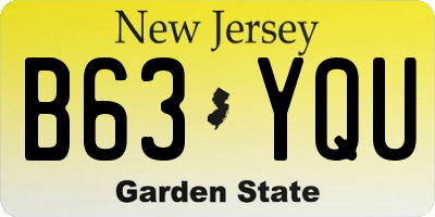 NJ license plate B63YQU