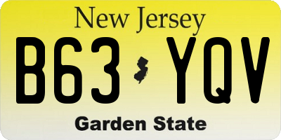 NJ license plate B63YQV