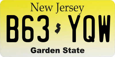 NJ license plate B63YQW