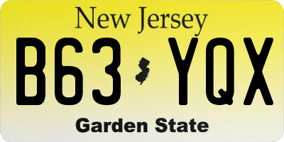 NJ license plate B63YQX