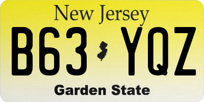 NJ license plate B63YQZ