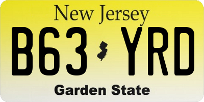 NJ license plate B63YRD