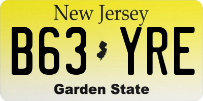 NJ license plate B63YRE