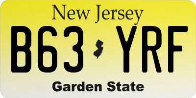 NJ license plate B63YRF