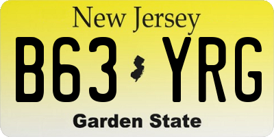NJ license plate B63YRG