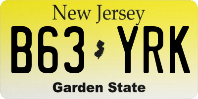 NJ license plate B63YRK