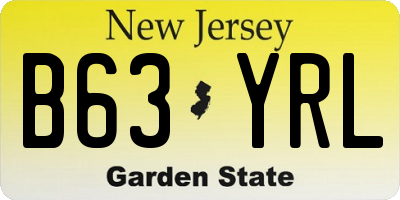 NJ license plate B63YRL