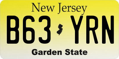 NJ license plate B63YRN
