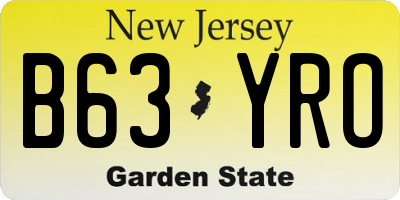 NJ license plate B63YRO