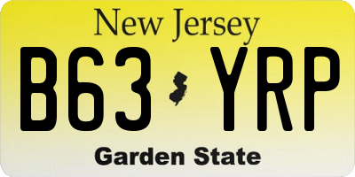 NJ license plate B63YRP