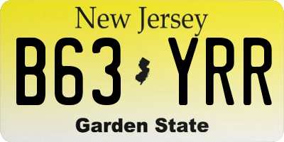 NJ license plate B63YRR