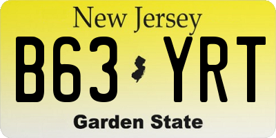 NJ license plate B63YRT