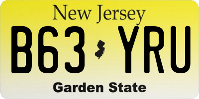 NJ license plate B63YRU