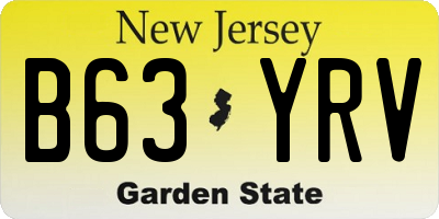 NJ license plate B63YRV