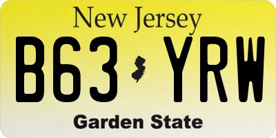 NJ license plate B63YRW
