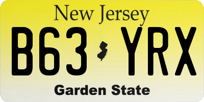 NJ license plate B63YRX