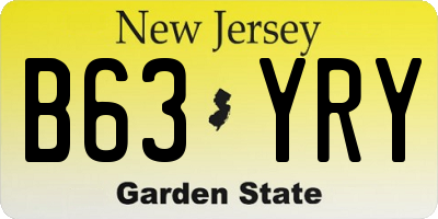 NJ license plate B63YRY