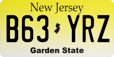 NJ license plate B63YRZ