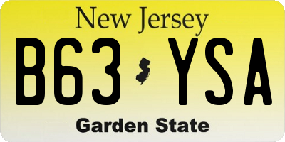 NJ license plate B63YSA