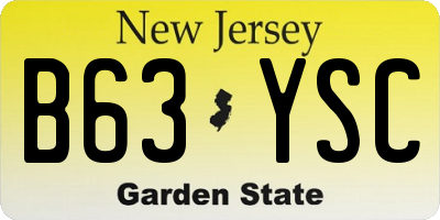 NJ license plate B63YSC