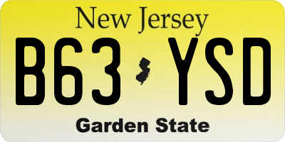 NJ license plate B63YSD
