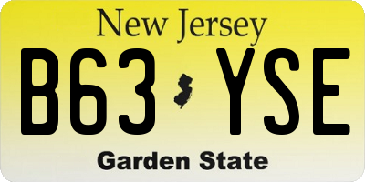 NJ license plate B63YSE