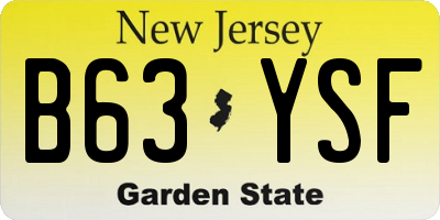 NJ license plate B63YSF