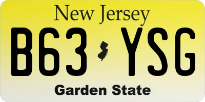 NJ license plate B63YSG