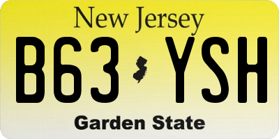 NJ license plate B63YSH