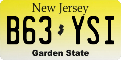 NJ license plate B63YSI