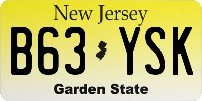 NJ license plate B63YSK