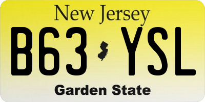 NJ license plate B63YSL