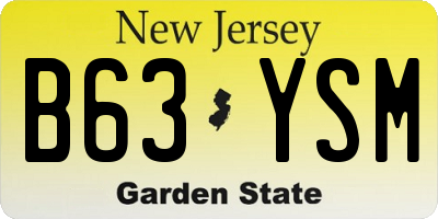 NJ license plate B63YSM