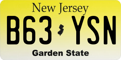 NJ license plate B63YSN