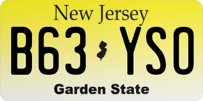 NJ license plate B63YSO