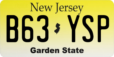 NJ license plate B63YSP
