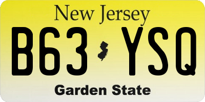 NJ license plate B63YSQ