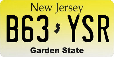 NJ license plate B63YSR